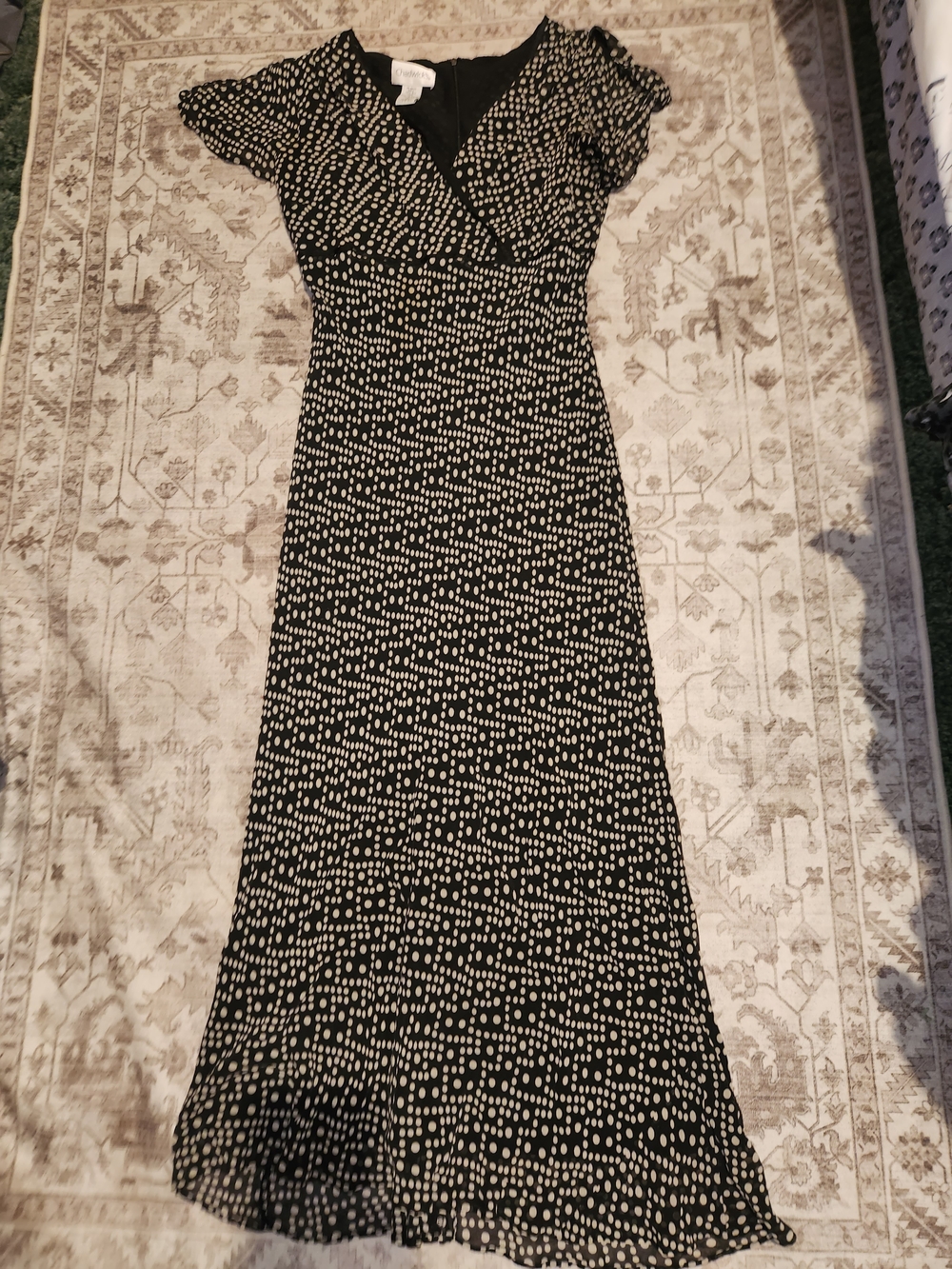 Chadwicks Black and White Dot Maxi Dress